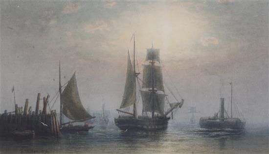 Fred Miller (19th C.) Brighton Fishing boats 7.75 x 13.25in.